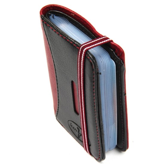  Men's Minimalist Wallet Slim Bifold With Multi Credit Card Pockets Large Capacity, Black-Bordeaux