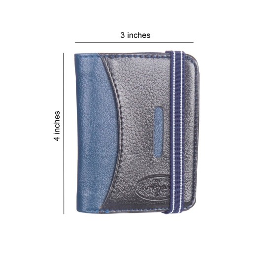  Men's Minimalist Wallet Slim Bifold With Multi Credit Card Pockets Large Capacity, Black/Navy