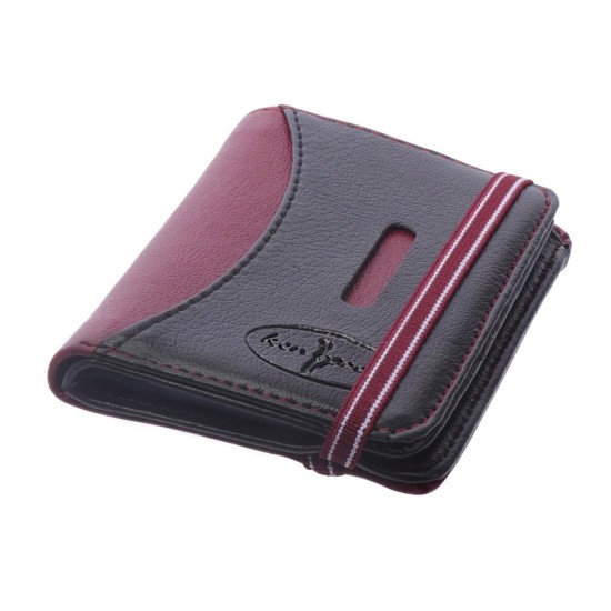  Men's Minimalist Wallet Slim Bifold With Multi Credit Card Pockets Large Capacity, Black-Bordeaux