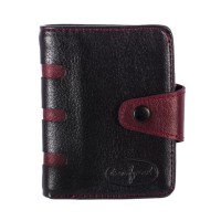 The Season Essentials Men’s Slim Bifold Wallet With Snap Closure Multi Compartments, Black-Bordeaux