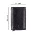  Men’s Trifold Wallet Sleek and Slim With Special Opening Mechanism, Black
