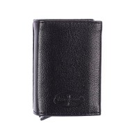 The Season Essentials Men’s Trifold Wallet Sleek and Slim With Special Opening Mechanism, Black