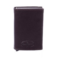 The Season Essentials Men’s Trifold Wallet Sleek and Slim With Special Opening Mechanism, Dark Brown