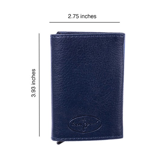  Men’s Trifold Wallet Sleek and Slim With Special Opening Mechanism, Navy