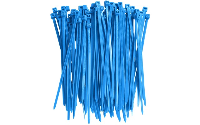  Multi-Purpose Zip Ties & Hook and Loop Straps Set, 100 pcs - 4in Blue