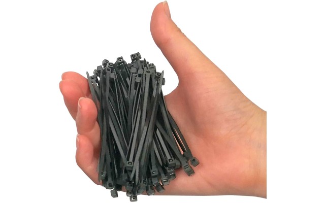  Multi-Purpose Zip Ties & Hook and Loop Straps Set, 200 pcs - 4in Black