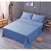 the Season Essentials Wrinkle Free Sheet Sets with Deep Pockets & Stain Resistant, 1800 Thread Count Bamboo Based, Blue, California King