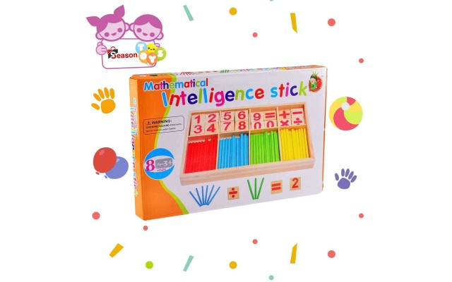  Math Is a Game Cognitive Developmental Toy for Math Area of Montessori Education – Counting and Color Differentiation Game for Pre-K, Kindergarten Toddlers, Kids, Wooden
