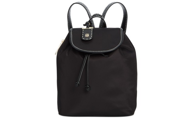  Julia-Smooth Nylon Flap Backpack, Black