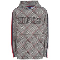 Tommy Hilfiger Little Boys Carlos Oversized Plaid Fleece Logo Hoodie (Natural, 5)