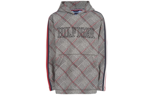  Little Boys Carlos Oversized Plaid Fleece Logo Hoodie (Natural, 5)