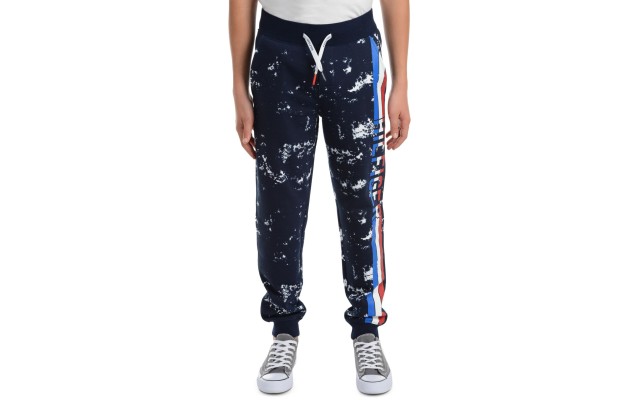  Little Boys Courtney Splatter-Print Fleece Sweatpants, Navy/White, 3T