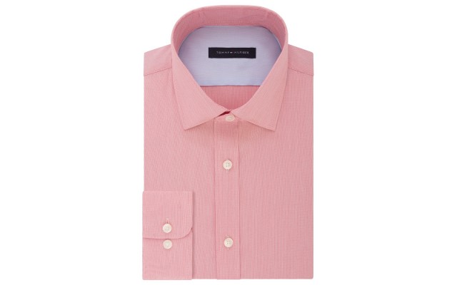  Men’s Athletic-Fit Moisture-Wicking Flex Performance Dress Shirt, Pink, 15.5X34-35