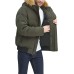 Men’s Big & Tall Short Parka Jacket with Faux Fur Hood, (Green, LT)