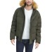  Men’s Big & Tall Short Parka Jacket with Faux Fur Hood, (Green, LT)
