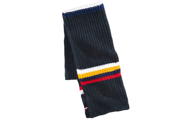  Men’s Chunky-Knit Stripes Scarf (Navy)