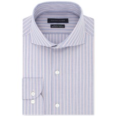 Tommy Hilfiger Men’s Classic/Regular-Fit Stripe Dress Shirt (Bright Red, 18X36-37)