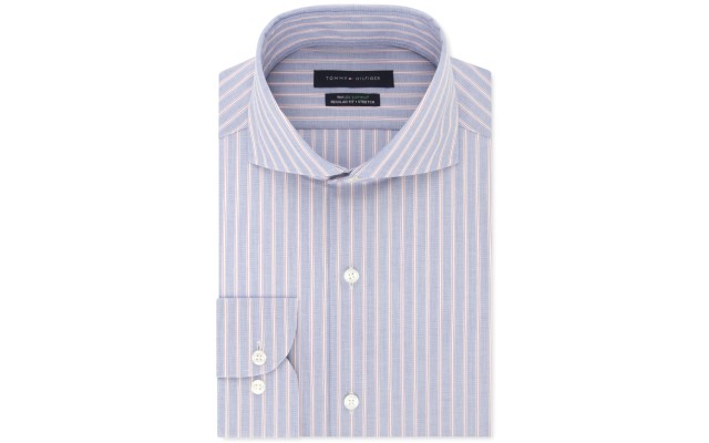  Men’s Classic/Regular-Fit Stripe Dress Shirt (Bright Red, 18X36-37)
