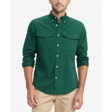 Tommy Hilfiger Men’s Hargrove Custom-Fit Twill Utility Shirt (Dark Green, X-Large)