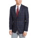  Men's Modern-Fit Stretch Plaid Sport Coat, Blue, 42S