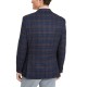  Men's Modern-Fit Stretch Plaid Sport Coat, Blue, 42S