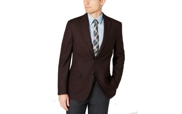  Men’s Modern-Fit Stretch Textured Sport Coat (Red, 46L)