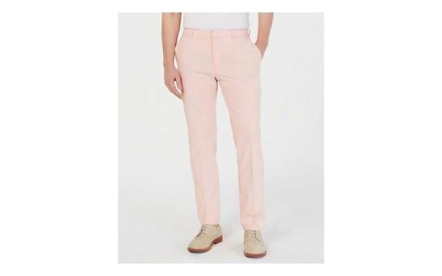  Men's Modern-Fit TH Flex Stretch Comfort Solid Performance Pants, Pink, 34X30