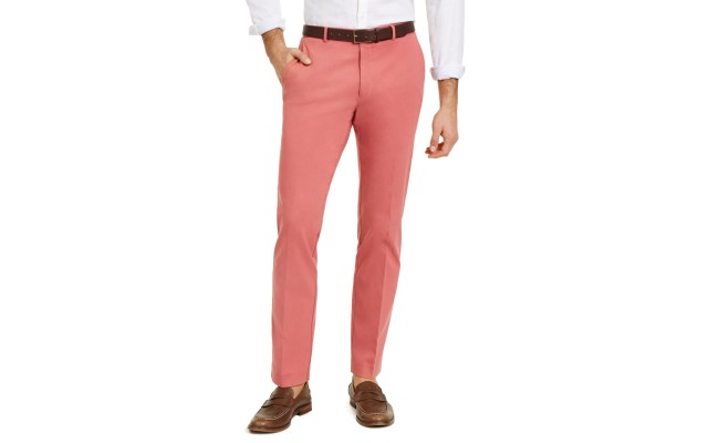  Men’s Modern-Fit TH Flex Stretch Comfort Solid Performance Pants (Pink, 34×32)