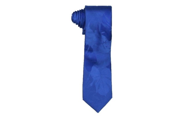  Men’s Monstera Plant Skinny Slim Silk Neck Tie, Navy
