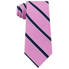 Tommy Hilfiger Men’s Preppy Stripe Silk Tie (Pink)