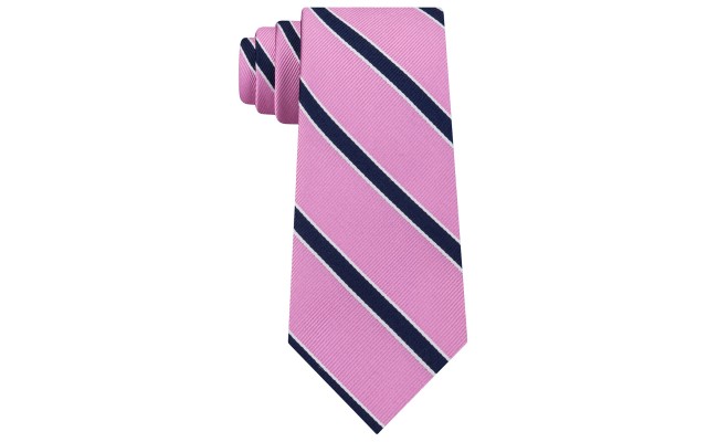  Men’s Preppy Stripe Silk Tie (Pink)