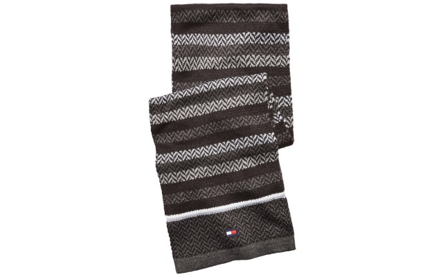 Men’s Ski Patrol Herringbone Striped Scarf (Black)