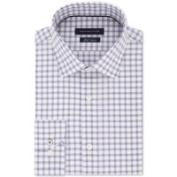 Tommy Hilfiger Men’s Slim-Fit Non-Iron THFlex Supima Performance Stretch Check Dress Shirts, Copper, NoSize