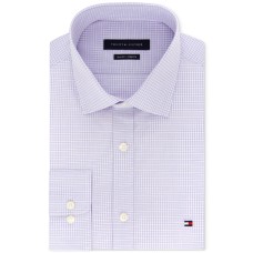 Tommy Hilfiger Men’s Slim-Fit Stretch Check Dress Shirt, Pink, 15.5X32-33