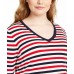  Plus Size Cotton Striped Sweater (Blue, 1X)