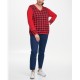  Plus Size Ivy Cotton Buffalo-Plaid Sweater (Red), Red, 1X