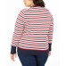  Plus Size Metallic Striped Button-Up Top (White), White, 2X