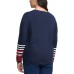  Plus Size Striped-Sleeve Sweater	(Blue), Blue, 1X