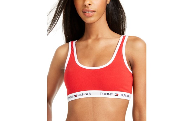  Women’s Cotton Lounge Scoop Back Bralette (Tango Red), Tango Red, Large
