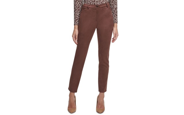  Women’s Faux-Suede Ankle Pants (Brown, 14)