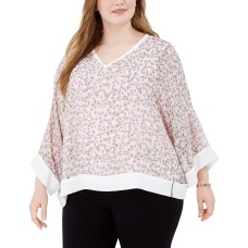 Tommy Hilfiger Women’s Plus Size Printed Chiffon Top (Pink, 3X)
