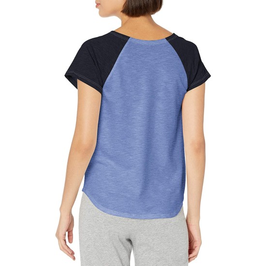  Women’s Short Sleeve Cotton Tee Shirt with Hilfiger Logo Lounge Pajama Shirt (Warm Chambray), Warm Chambray, Small