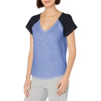 Tommy Hilfiger Women’s Short Sleeve Cotton Tee Shirt with Hilfiger Logo Lounge Pajama Shirt (Warm Chambray), Warm Chambray, Small
