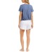  Women's Striped Logo-Print Lounge Shorts (White, X-Large)