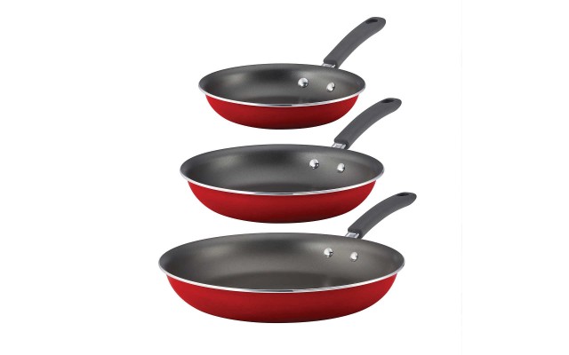 Gourmet Selection 3 Piece Set Nonstick Saute Pans, Red