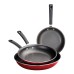  Gourmet Selection 3 Piece Set Nonstick Saute Pans, Red