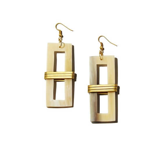 Tribe & Glory Brass-Wrapped Rectangular Accent Drop Earrings, Gold