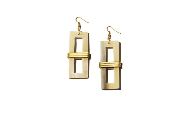 Tribe & Glory Brass-Wrapped Rectangular Accent Drop Earrings, Gold