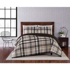 Truly Soft Paulette Plaid Duvet Cover Set 3pcs. (Beige, Full/Queen)