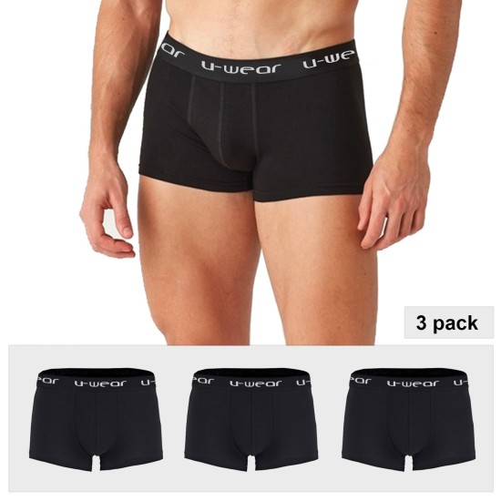  Men’s Cotton Underwear Boxer Shorts 3 Pack Briefs For Men, Black (3-Pack), L